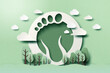 Carbon Footprint icon. Ecology and environment sustainable development concept design. Paper cut vector illustration.