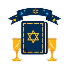 Sticker - hanukkah torah and wine