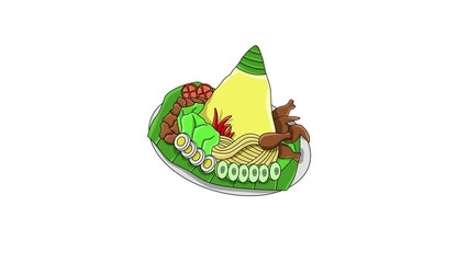 Sticker - An animated video of the typical Indonesian tumpeng rice icon