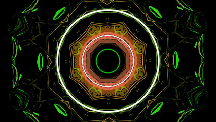 Poster - Abstract kaleidoscope background. Design. Unique fractal animation, shapes on a black background.