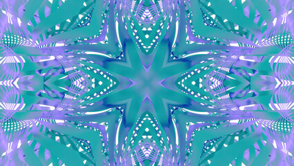 Poster - A 3D animated movement through an enlightened cross shaped sci fi tunnel. Design. Calm and relaxing mandala pattern.