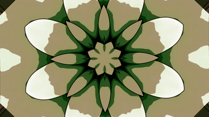 Poster - Beautiful flower bud in kaleidoscope style. Design. Spinning fractal animated flower.
