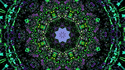 Poster - Psychedelic animated geometric colorful background. Design. Trippy abstract blurred mandala pattern.