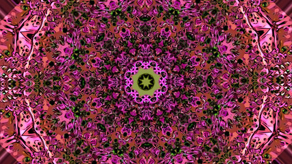 Poster - Psychedelic animated geometric colorful background. Design. Trippy abstract blurred mandala pattern.