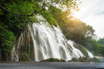 Wall Mural - The beautiful stream waterfall in Libo, Guizhou, China