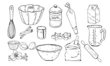 Baking Stuff Handdrawn Illustration Engraving