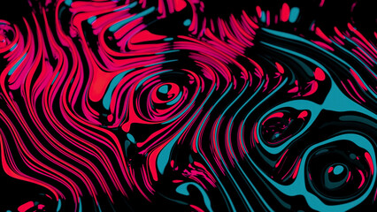 Fototapete - Abstract liquid rippling sticky texture. Design. Beautiful red waving lines.