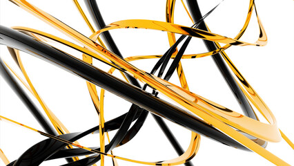 Poster - Complex tangled spiral looking like DNA. Design. Bright spinning lines.