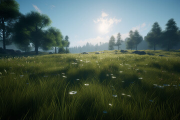 Wall Mural - Field of grass generative AI
