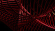 Abstract floating metallic twisted rods on a black background. Design. Abstract industrial background with rotating spiral.