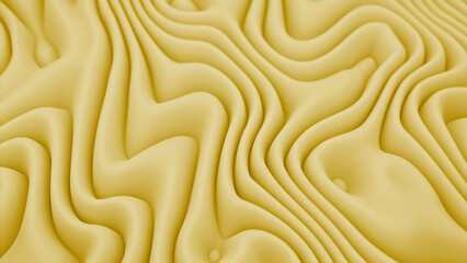 Poster - Background animation with yellow liquid waves. Design. Hypnotic randomly flowing waves.