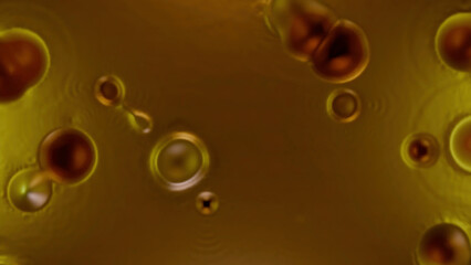 Poster - Abstract liquid surface with bubbles. Design. Contrasting round shaped falling water drops.