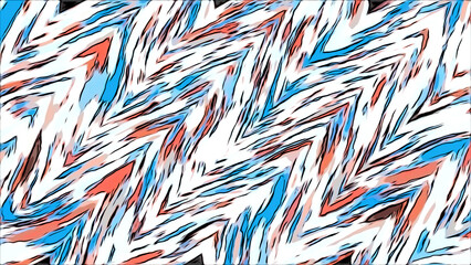 Poster - Colorful psychedelic zigzags moving in waves. Motion. Abstract diagonal lines in cartoon style.