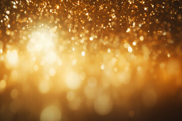 Wall Mural - golden bokeh background, delicately sprinkled with glitter, This image radiates sophistication, making it an ideal choice for glamorous events and refined designs. Generative AI.