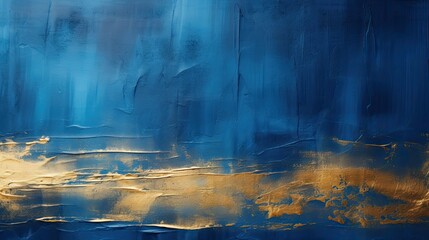 Wall Mural - Uniform Cobalt Blue Texture with a Stroke of Gold Paint