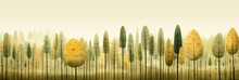 Different Colored Trees Row Field Stop Motion Grey Forest Background Golden Shapes Early Screen Test Fall Reeds Rounded Props Containing Colors Foliage