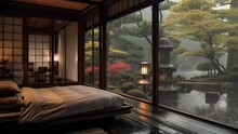 Bedroom In The Back Garden Japanese Style 3 Raining Outside Cozy Rainy Day At Home Beautiful Forest Jungle Landscape