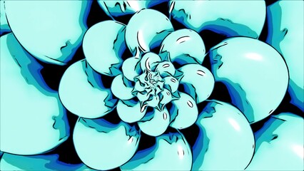 Poster - Rotating 3d spiral with stones. Design. Rotating 3d spiral with floral shape. Dizzying spiral rotates in 3D animation