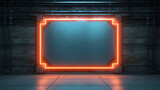 Fototapeta Do przedpokoju - Background neon light frame 3d render design wallpaper and illustration,Abstract futuristic blue and orange neon light background