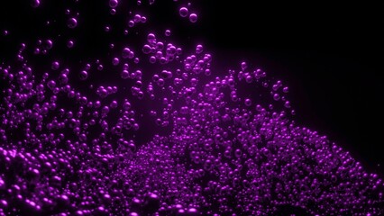 Poster - A lot of balls are moving in flow. Design. Explosion of colored 3d balls. Explosive stream of many explosive balls
