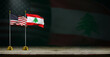 lebanon and USA flag wave on dark background. digital illustration for national activity or social media content.