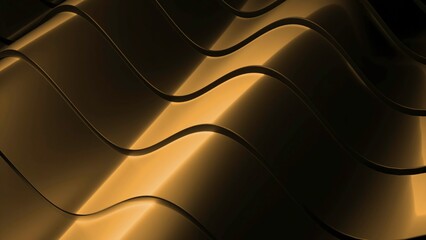 Poster - Wavy metal lines move in background. Design. Bands with metallic luster move in waves. Background animation with moving waves and metal bands