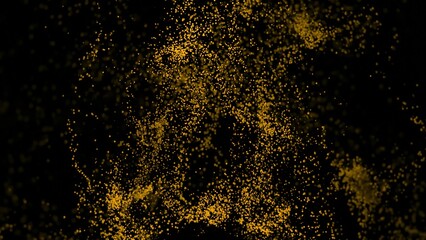 Poster - Vortex flows of particles on black background. Design. Bright stream of luminous particles in vortex. Moving swirling streams of particles