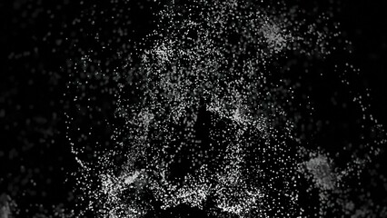 Fototapete - Particles move upward in flow. Design. Vortex flow of small particles on black background. Magical vortex of particles moving upwards