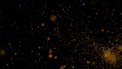 Poster - Storm of many colored dots. Design. Swarming stream of colored dots on black background. A lot of points in fast stream move like swarm