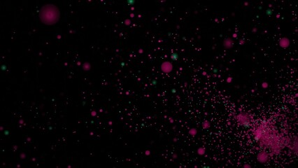 Poster - Background of fast moving dots in storm. Design. A lot of points are moving in fast random flow. Storm of colored dots on black background