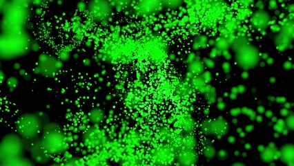 Poster - Vortex of particles in stream on black background. Design. Colored particles move in live stream of swarm. Particles move in flow of 3d space