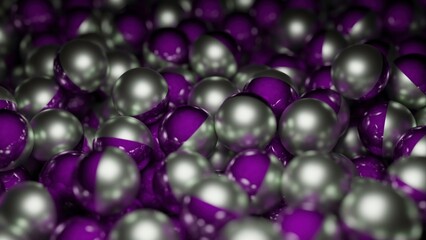 Poster - Colored metal balls move in stream. Design. Metal 3d balls move in large numbers in stream. Lots of 3d balls with metallic texture in motion