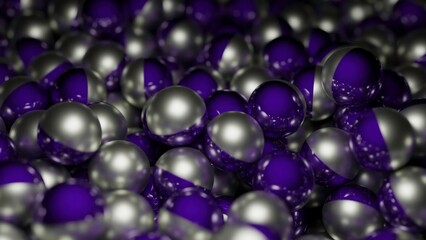Poster - Colored metal balls move in stream. Design. Metal 3d balls move in large numbers in stream. Lots of 3d balls with metallic texture in motion