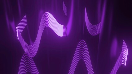 Poster - 3D to with moving waves of lines. Design. Wavy lines move in abstract space with 3d pillars. Illusory space with mirror effect and wavy moving lines