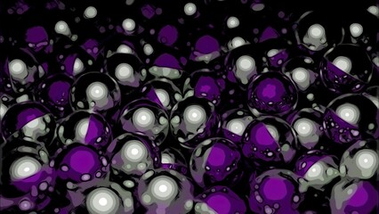 Poster - Colored metal balls move in pile. Design. Moving pile of metal balls. Metal balls with colored stripes move in flow of pile