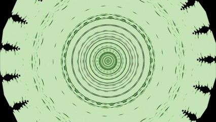 Poster - Pulsating circular pattern with luminous rings. Design. Rhythmic pulsations of circular pattern on black background. Circles with rings pulsate in musical rhythm