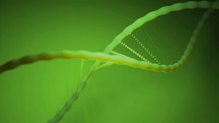 Poster - Generated 3d dna helix. Design. Emerging chains in twisted dna line. Twisted moving dna spirals with chains of connections