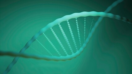 Poster - Moving dna helix in 3d. Design. Lines of spiral dna with emerging chains of connections. 3D animation of emerging connection between molting dna
