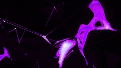 Poster - Grid with lines and colorful triangles. Motion. Shimmering colorful spots in cyber grid of 3d space. 3D space animation with colorful grid and shimmering spots
