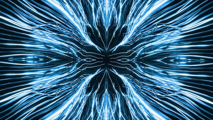 Aufkleber - Flickering bright lines of electricity. Design. Electric lines flicker and move in musical rhythm. Animation with electric discharges in lines with hypnotic effect