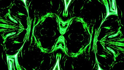 Poster - Fast flow of glowing plasma. Design. Symmetrical liquid flow of plasma abstract pattern. Fast flow of plasma neon pattern on black background