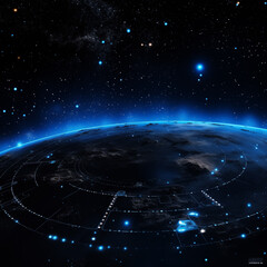 Wall Mural - Earth and light in space,created with Generative AI tecnology.