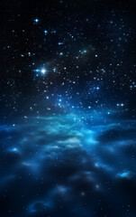 Canvas Print - blue starry sky background,created with generative ai tecnology.