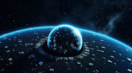 Wall Mural - Earth and light in space,created with Generative AI tecnology.
