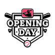 Opening day, baseball logo.