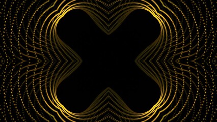 Poster - Geometric generated pattern of lines moving on black background. Design. Geometric pattern with floral curves moves on black background. Dotted lines move in hypnotic geometric pattern