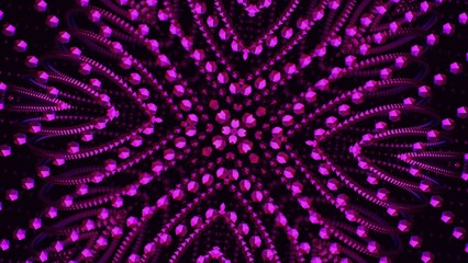 Poster - Animation with moving linear patterns of dots. Design. Moving dotted lines in bright pattern on black background. Floral geometric pattern moving in psychedelic animation
