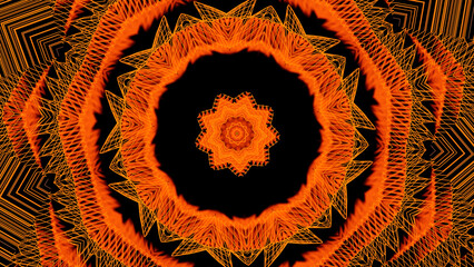 Poster - Kaleidoscope Imitation Background. Design. Dynamic pattern with star shapes and spreading rings.