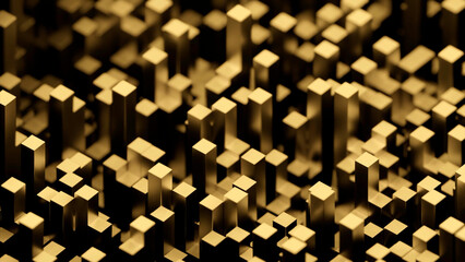Aufkleber - Abstract rows of square shaped blocks randomly sliding up and down. Design. Technological background.