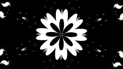 Poster - Abstract symmetrical pattern with neon shapes looking like a lower bud. Design. Endless blinking fractal shapes.